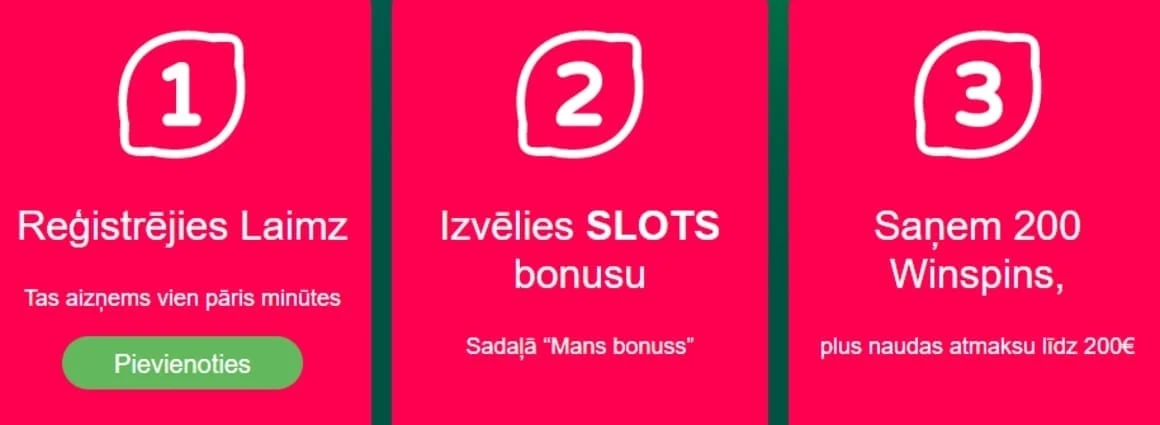 Laimz reģistrēšanās soļi