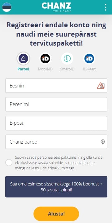 Kuidas Chanz kasiinos registreeruda