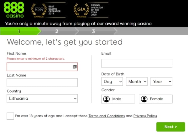 Casino 888 Registracija