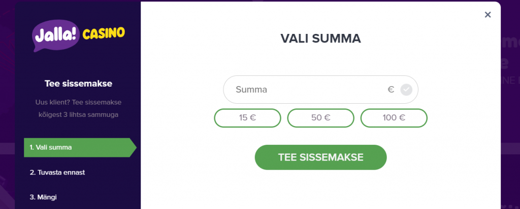 Jalla Casino deposit page