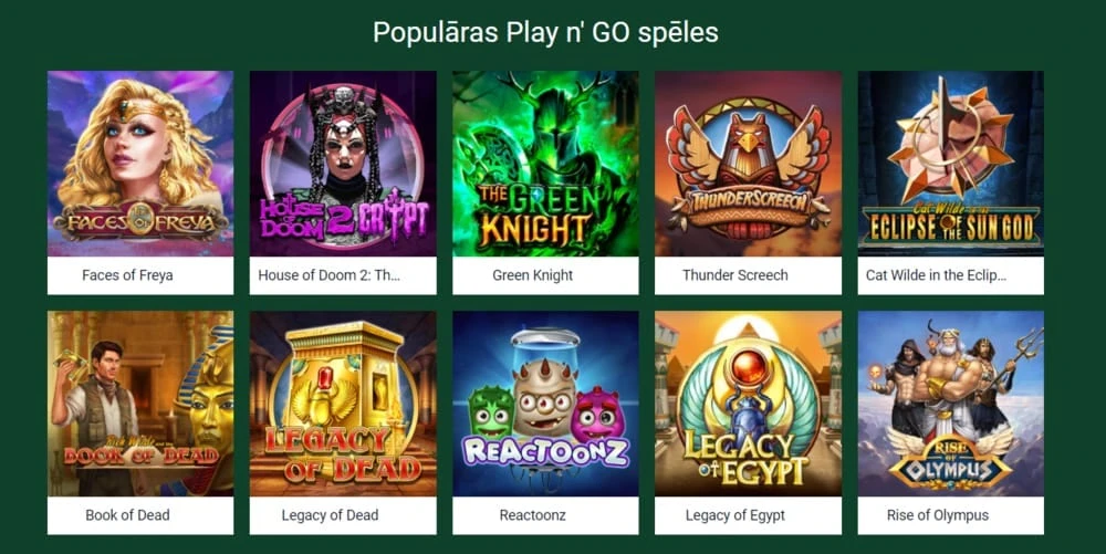 Populārākās Play’n’Go spēles