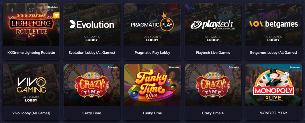 Vavada live casino section