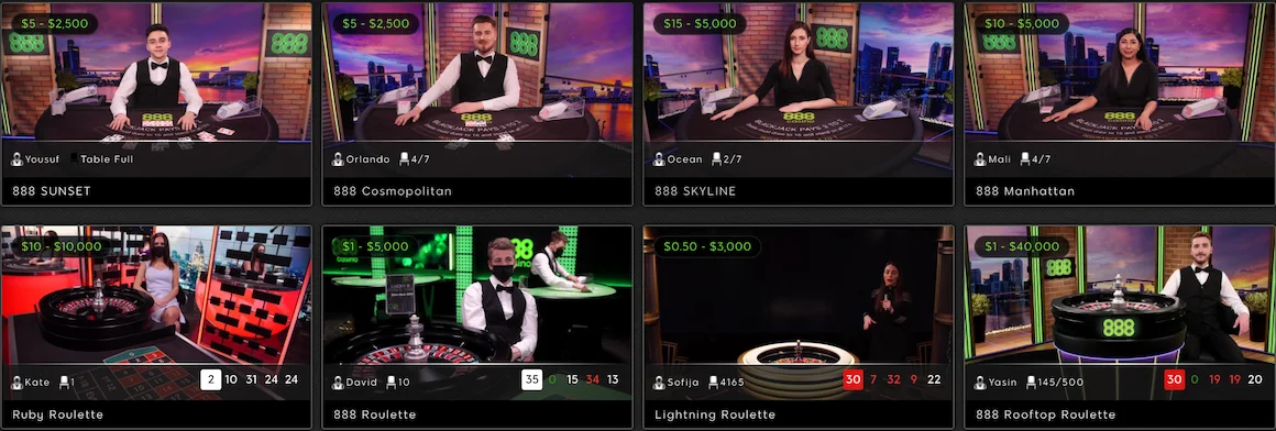 888 casino live games