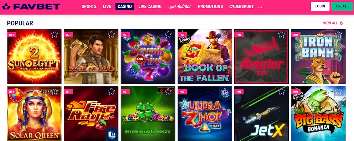 Casino games Favbet