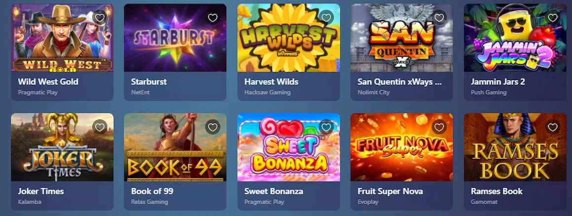 Casinoin spēļu piedāvājumi
