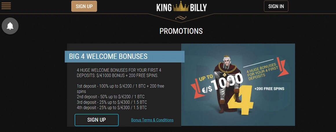 KingBilly bonusi