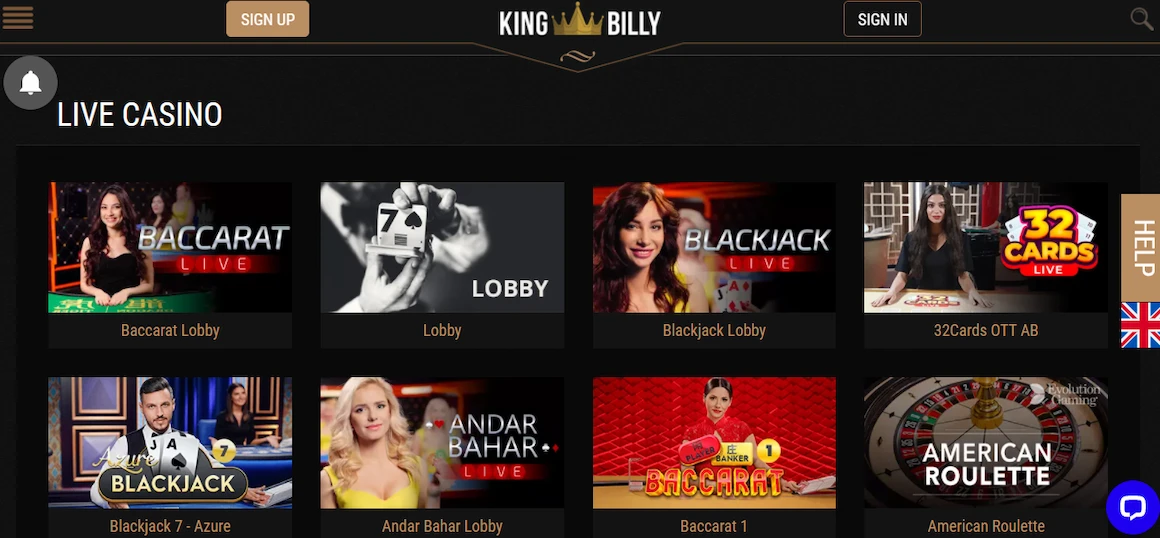 Kingbilly live kazino