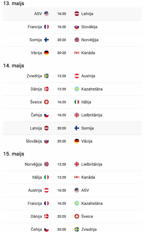 hokeja kalendārs 13.-15.maijs
