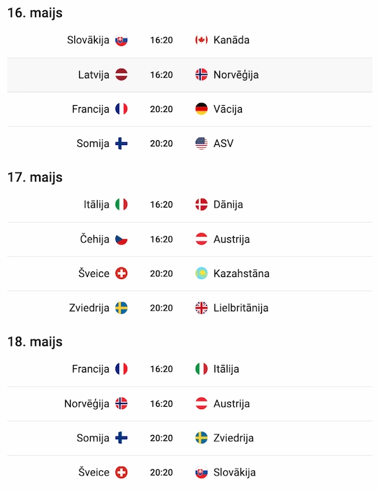 hokeja kalendārs 16.-18.maijs