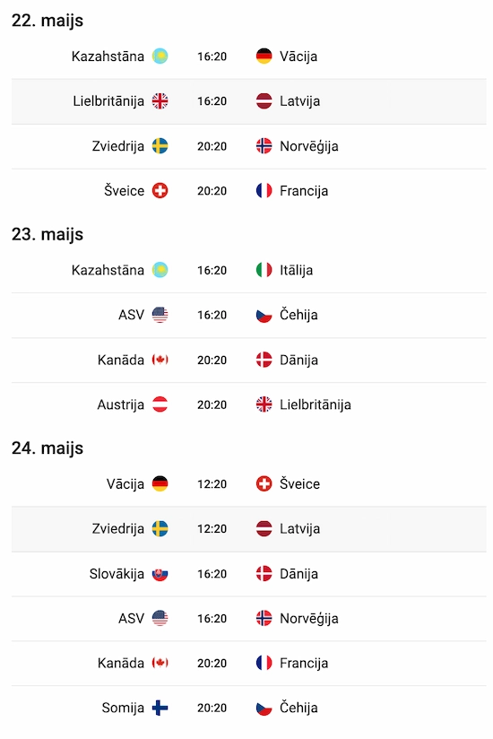 hokeja kalendārs 22.-24.maijs