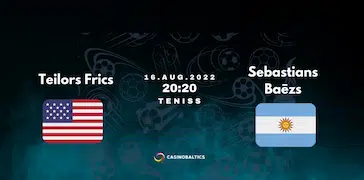 Teilors Frics — Sebastians Bāezs tenisa spēles prognoze 16. augustā