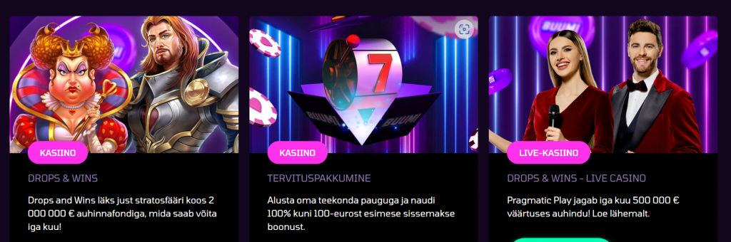 Buumi kasiino pakkumised