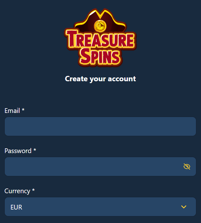 Treasure spins registration