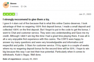 vegaz casino feedback