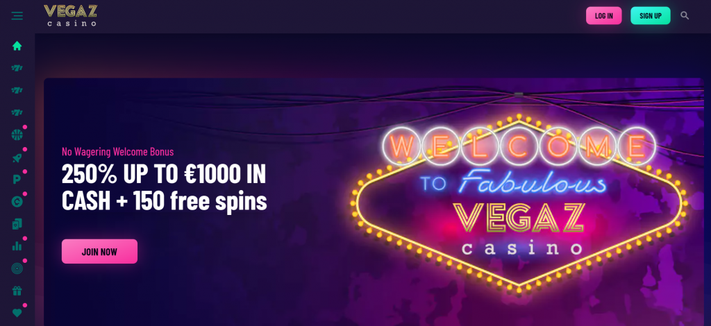 vegaz casino mane page