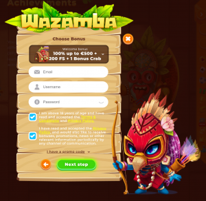 wazamba registration