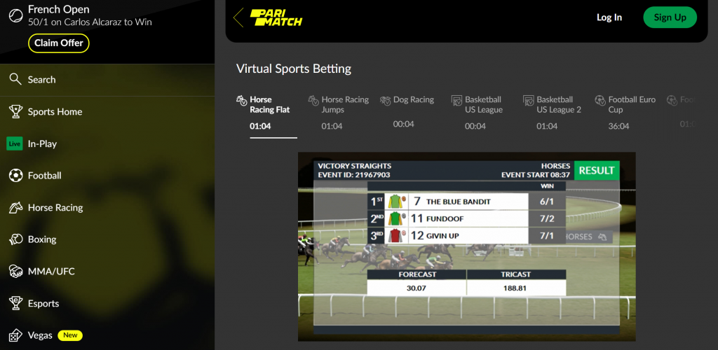 Parimatch virtual games
